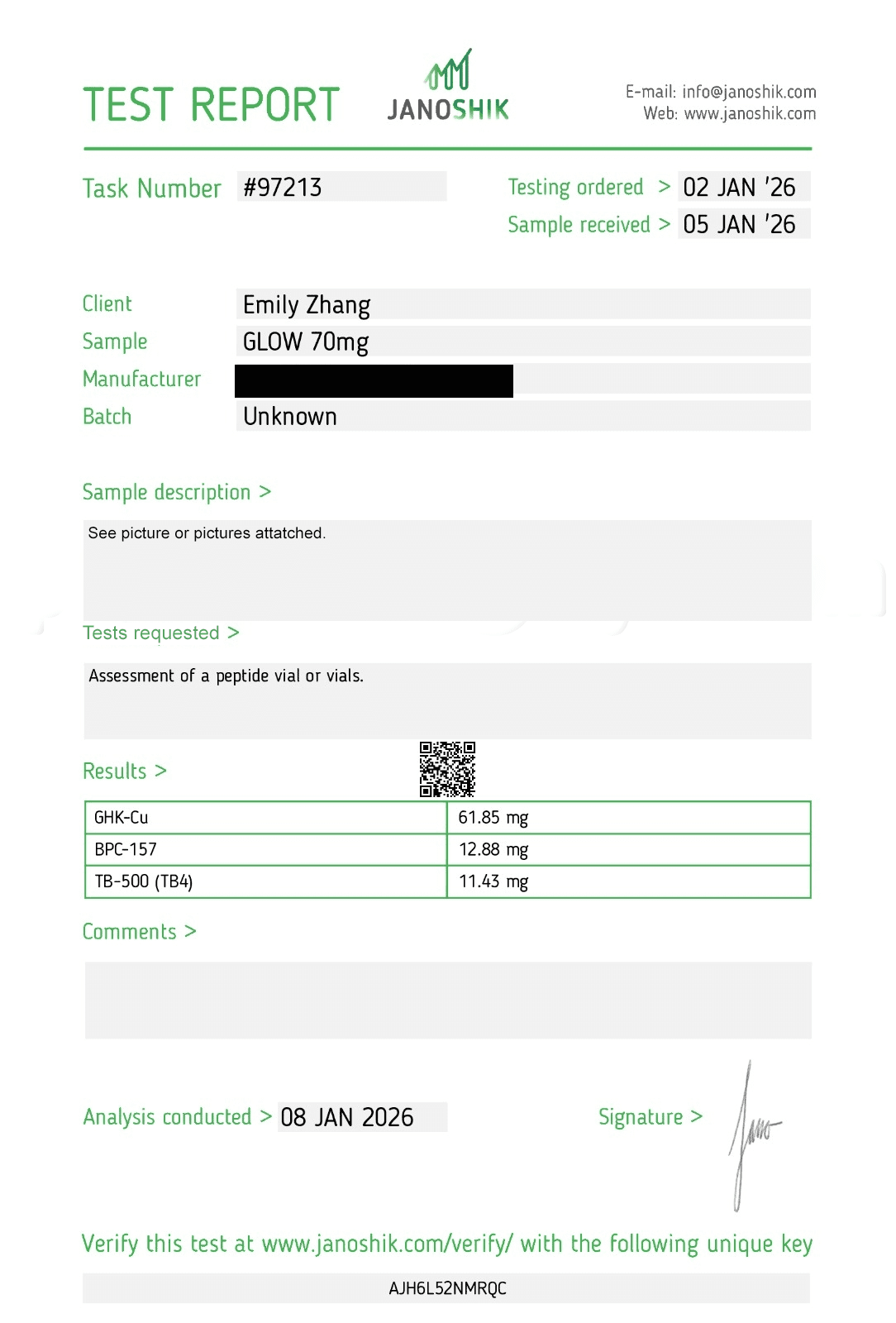 Certificate of Analysis